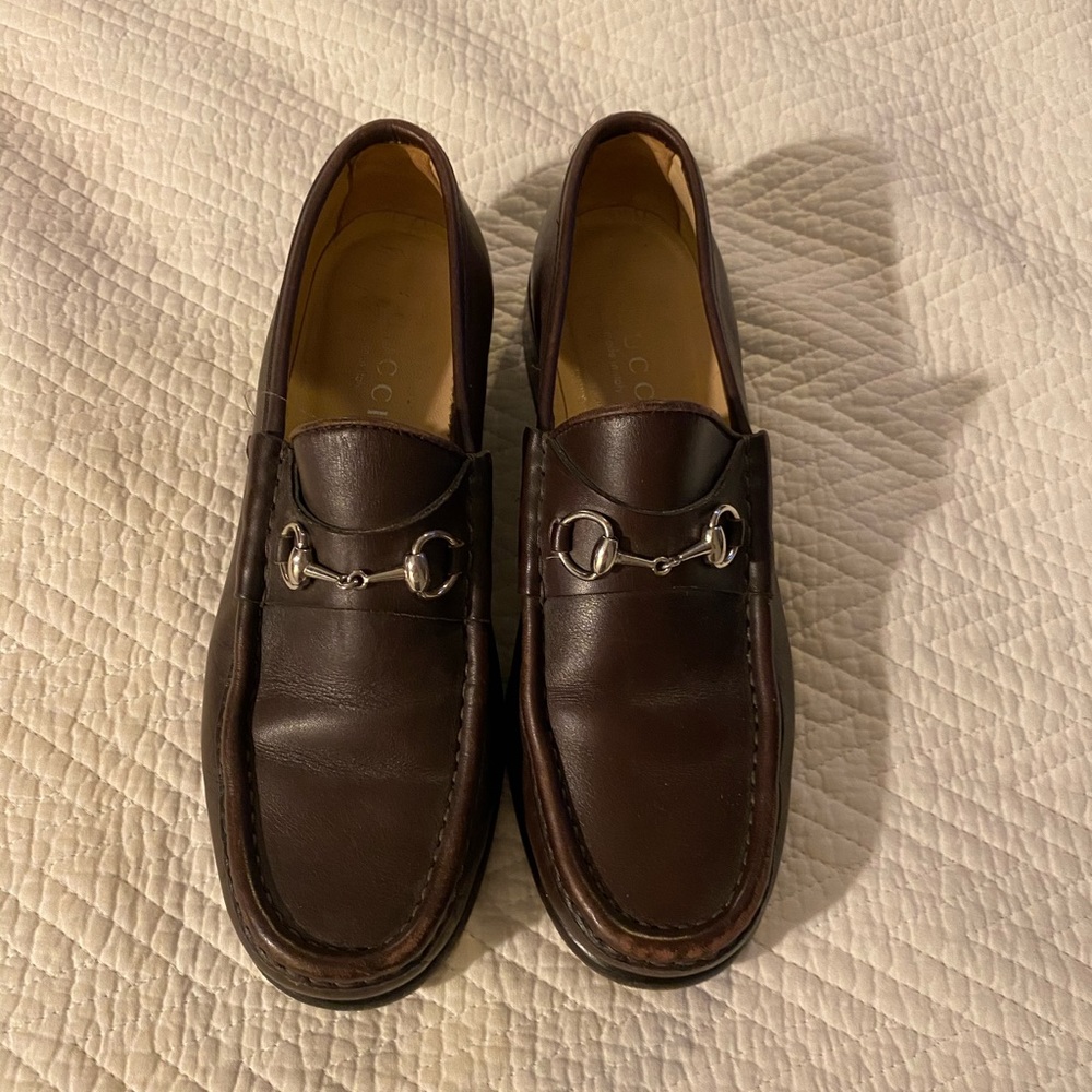 Gucci Brown Leather Loafers 38.5